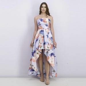 SPEECHLESS Satin Floral Hi-Low Dress
